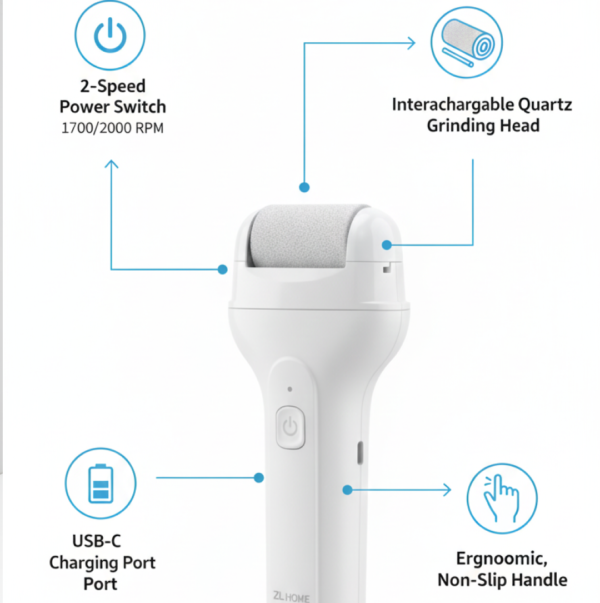 Portable Electric Foot File – Rechargeable Callus Remover & Pedicure Tool Smooth Feet
