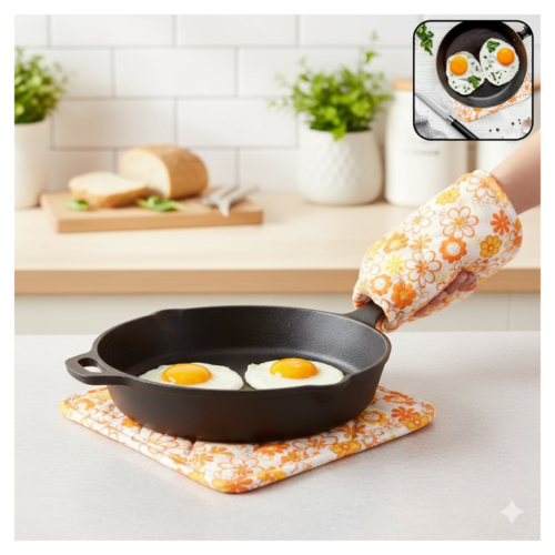 2092621696.png Kitchen Heat Resistant Quilted Pot Holder & Oven Mitt Pad (1 Pc / 16x16 Cm)
