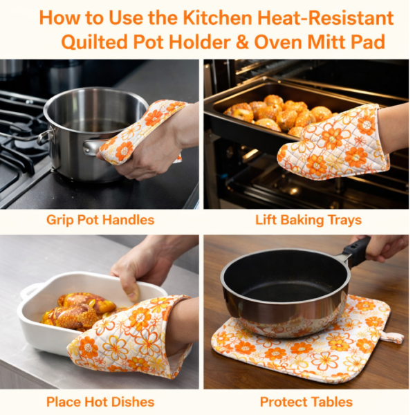 Kitchen Heat Resistant Quilted Pot Holder & Oven Mitt Pad (1 Pc / 16x16 Cm)