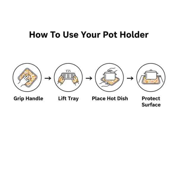 Kitchen Heat Resistant Quilted Pot Holder & Oven Mitt Pad (1 Pc / 16x16 Cm)