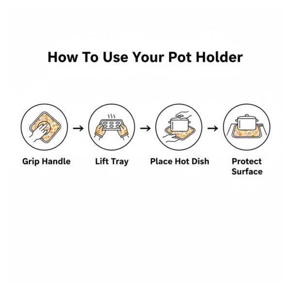 Kitchen Heat Resistant Quilted Pot Holder & Oven Mitt Pad (1 Pc / 16x16 Cm)