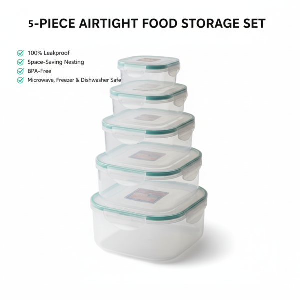 2092621714.png Kitchen Storage Containers Set – Fridge Organizer Lunch Boxes (5 Pcs)