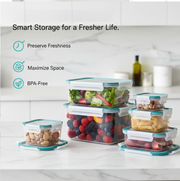 2092621718.png Kitchen Storage Containers Set – Fridge Organizer Lunch Boxes (5 Pcs)