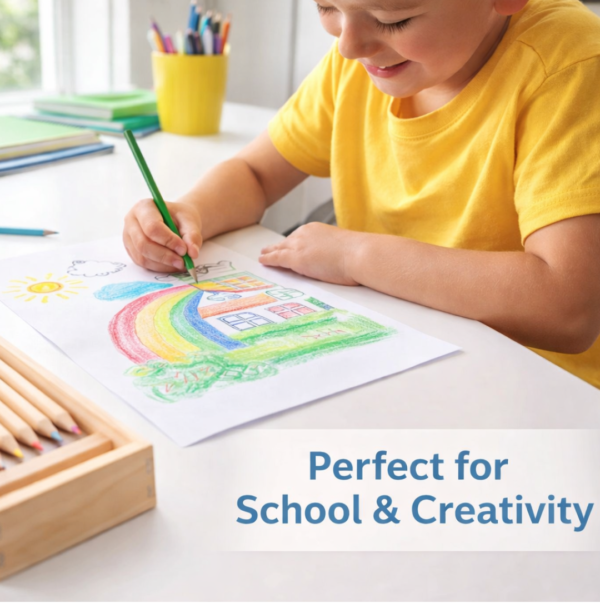 2092621736.png Colorful Wooden Pencil Set with Pencil box, Ruler, Sharpener (12 Pcs Set)