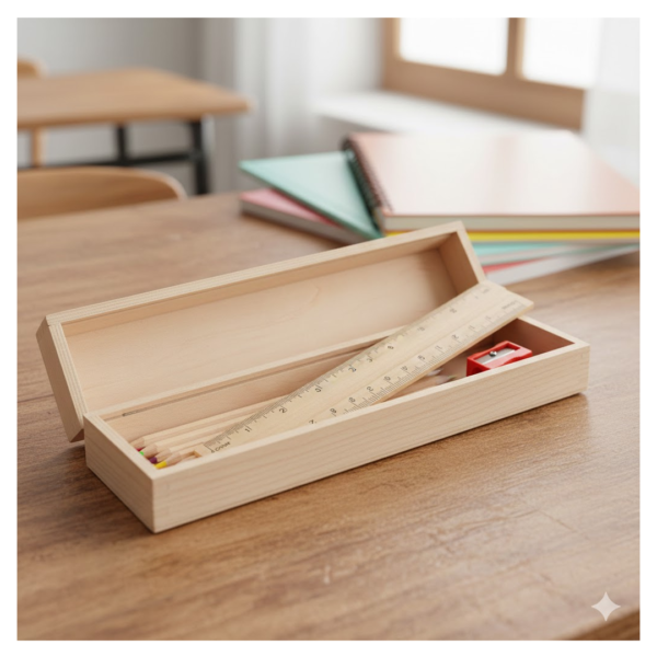 2092621737.png Colorful Wooden Pencil Set with Pencil box, Ruler, Sharpener (12 Pcs Set)