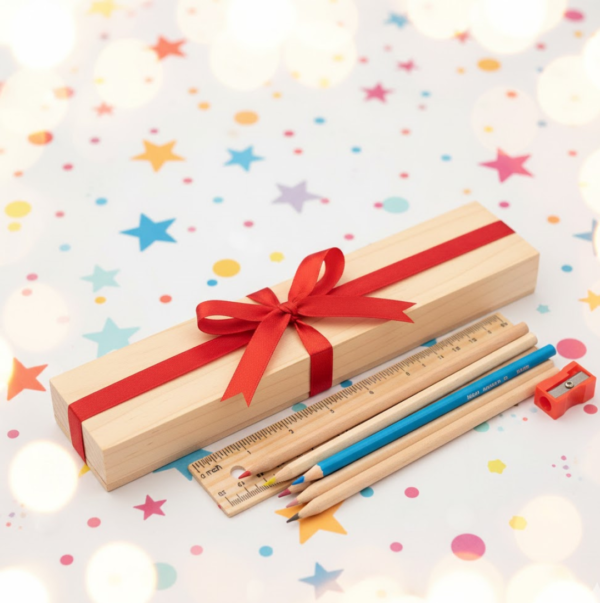 2092621738.png Colorful Wooden Pencil Set with Pencil box, Ruler, Sharpener (12 Pcs Set)