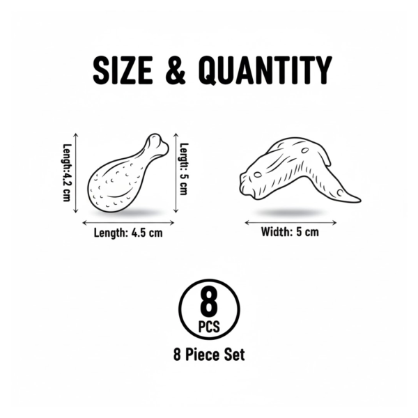 Cute Chicken Wing & Leg Erasers for Kids & Students (8 Pc Set)