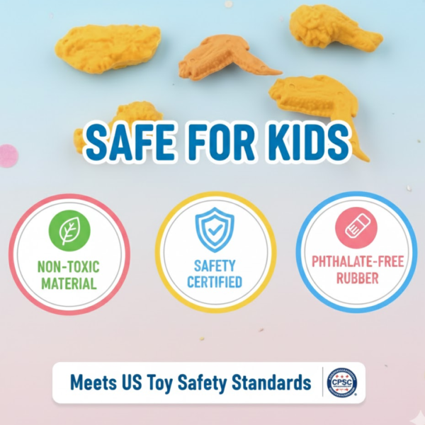 Cute Chicken Wing & Leg Erasers for Kids & Students (8 Pc Set)