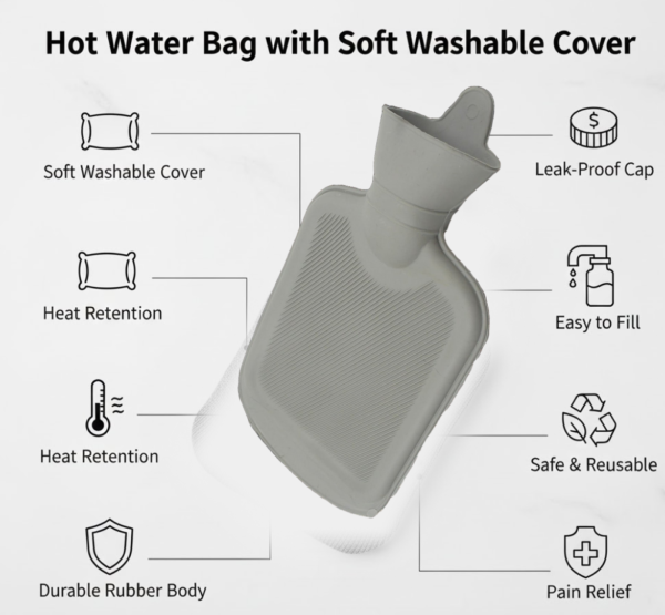 2092621768_f93f42ee-8957-4a31-a69e-dc21952c79c8.png Hot Water Bag with Cover for Pain Relief & Cramps, Leak-Proof Therapy Bottle (1 Pc)