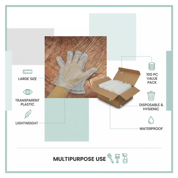 2092621777.png Large Disposable Gloves (100 Pcs): Clear Plastic, Multipurpose