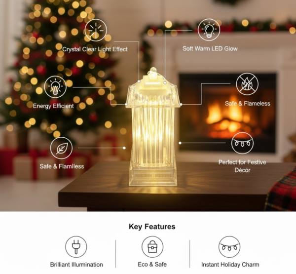 Lantern Shape LED Crystal Lamp for Festive & Holiday Decoration