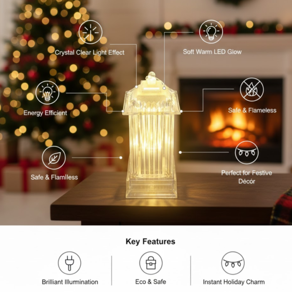 Lantern Shape LED Crystal Lamp for Festive & Holiday Decoration