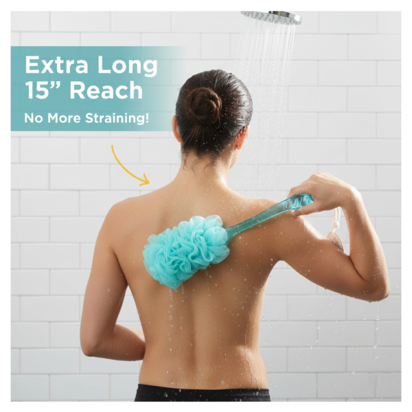 Loofah Back Scrubber with Long Handle, Soft Nylon Mesh Bath Brush (45 Cm)