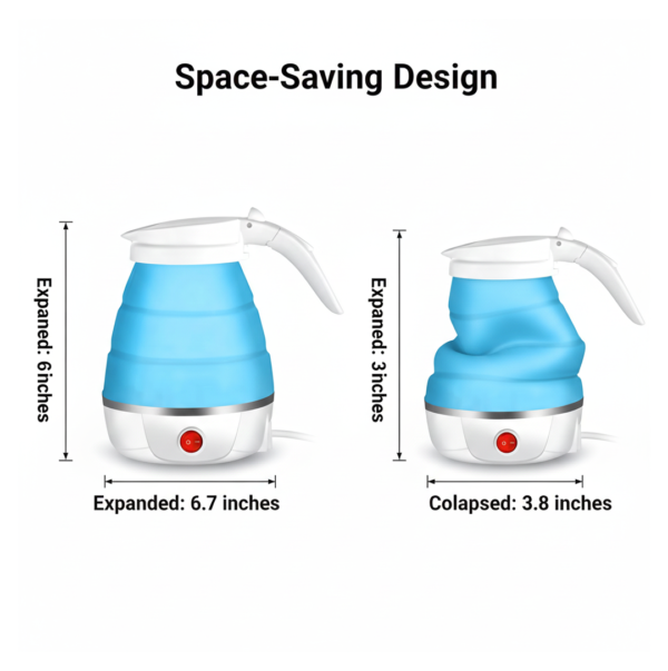 Silicone Foldable Collapsible Electric Water Kettle Camping Boiler