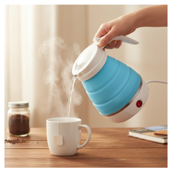 Silicone Foldable Collapsible Electric Water Kettle Camping Boiler
