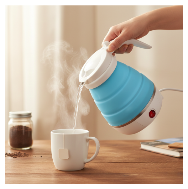 Silicone Foldable Collapsible Electric Water Kettle Camping Boiler