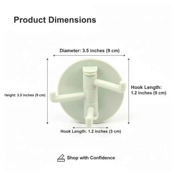 2092621876.png 180° Rotating Punch-Free 3-Hook Sticky Hook – 1 Pc