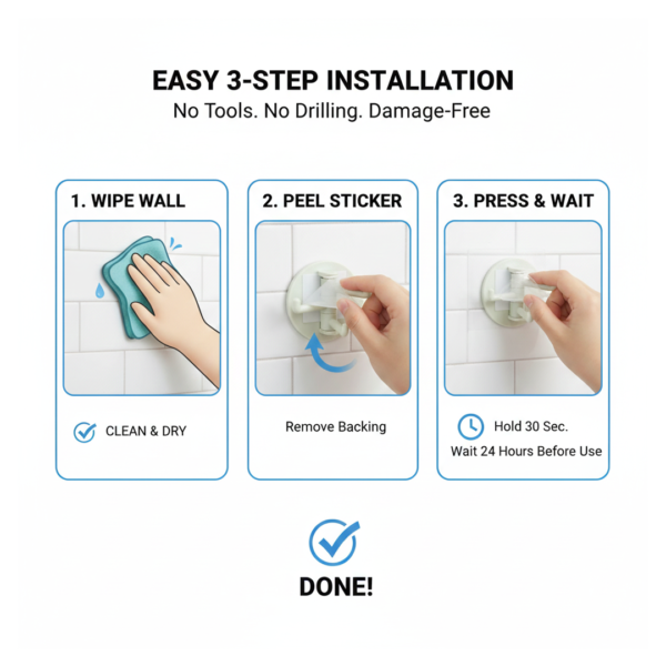 2092621877.png 180° Rotating Punch-Free 3-Hook Sticky Hook – 1 Pc