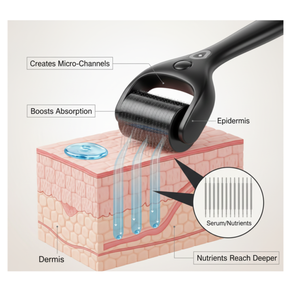 Derma Roller Anti Ageing Facial Scrubs & Polishes Scar Removal Hair Regrowth (0.75mm)