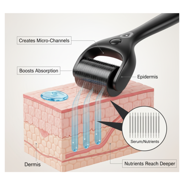 Derma Roller Anti Ageing Facial Scrubs & Polishes Scar Removal Hair Regrowth (0.75mm)