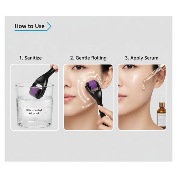 Derma Roller Anti Ageing Facial Scrubs & Polishes Scar Removal Hair Regrowth (0.75mm)