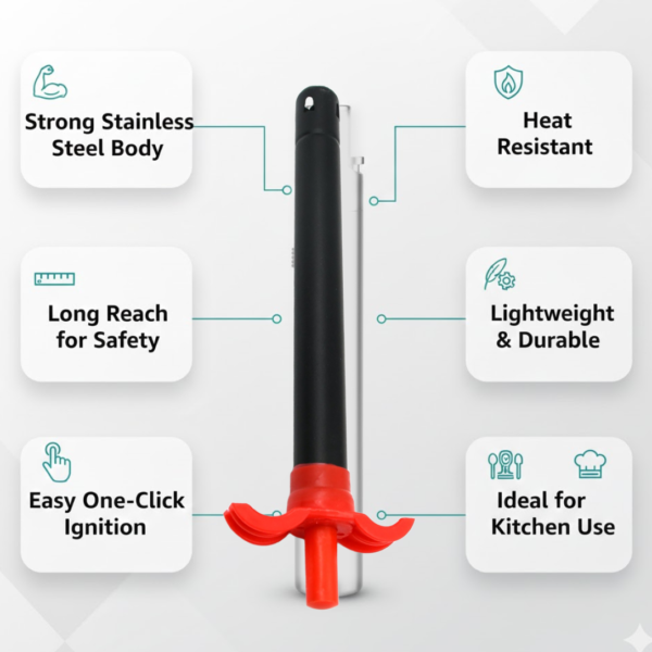 Stainless Steel Gas Lighter for Kitchen Stoves (1 Pc)