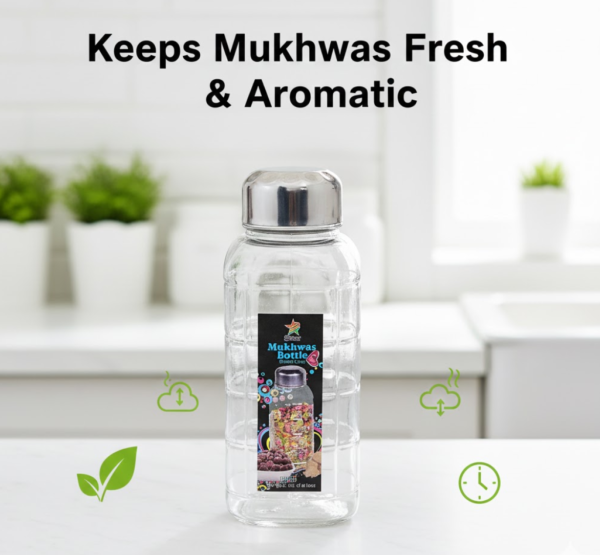 Plastic Transparent Mukhwas Bottle With Steel Cap Kitchen Storage Bottle (1 Pc)