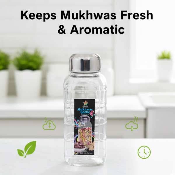 Plastic Transparent Mukhwas Bottle With Steel Cap Kitchen Storage Bottle (1 Pc)