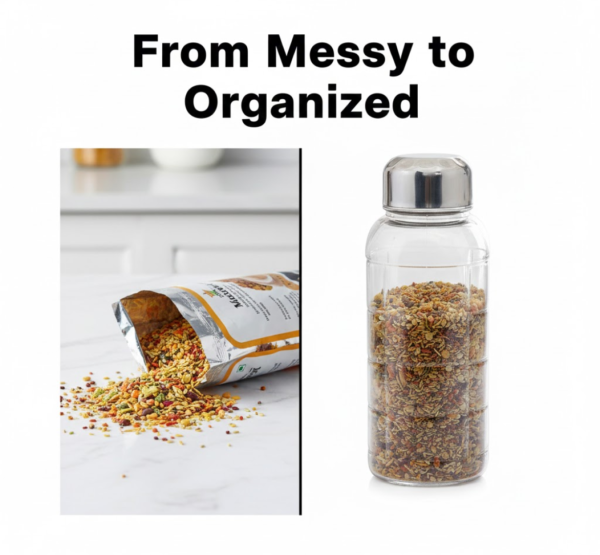 Plastic Transparent Mukhwas Bottle With Steel Cap Kitchen Storage Bottle (1 Pc)