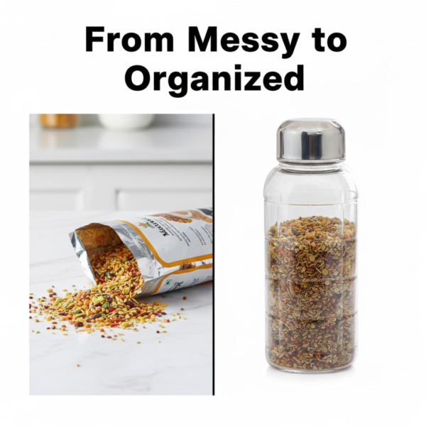 Plastic Transparent Mukhwas Bottle With Steel Cap Kitchen Storage Bottle (1 Pc)