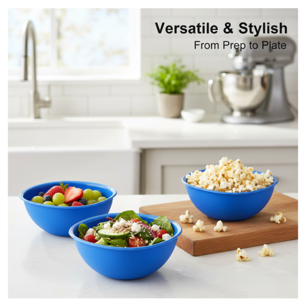 BPA Free Plastic Bowl Set for Cereal Salad Rice Soup Pasta Snack  3 Pc