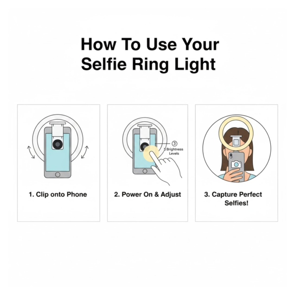 Selfie Flash Ring Light with 3 Level of Brightness (1 Pc)