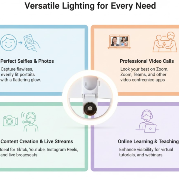 Selfie Flash Ring Light with 3 Level of Brightness (1 Pc)