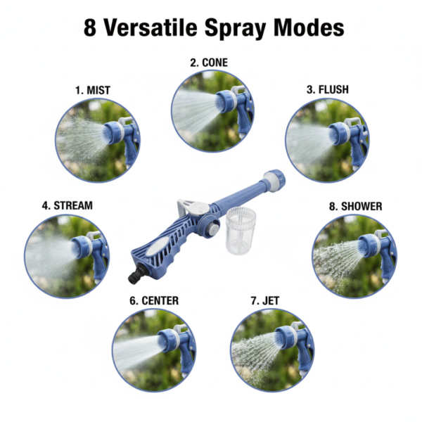 Jet Water Cannon 8 in 1 Turbo Water Spray Gun