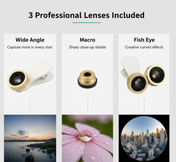 2092621962.png Universal Clip-On Mobile Camera Lens Kit (1 Set)