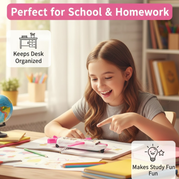 Multi-Functional Airplane-Shaped Compass Box with LED Light and Built-in Sharpener