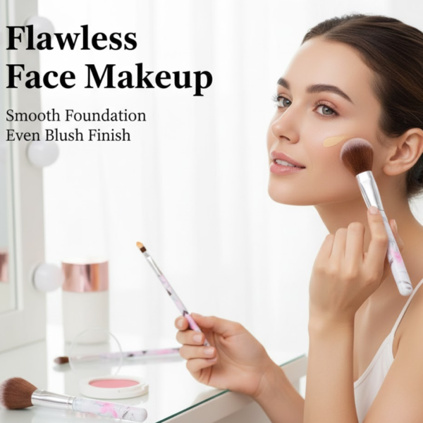 Floral Makeup Brush Set for Eyes, Lips, and Face (5 Pc)