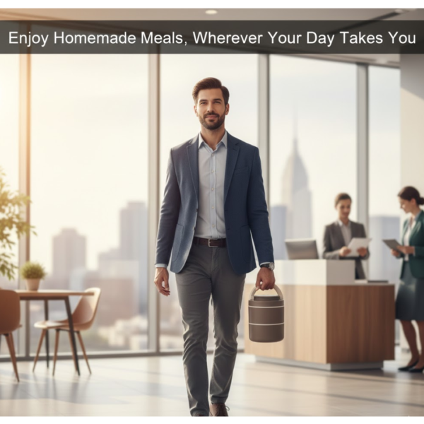 Ganesh Stack 2-Layer Stainless Steel Leak-Proof Lunch Box for Office, School, Picnic