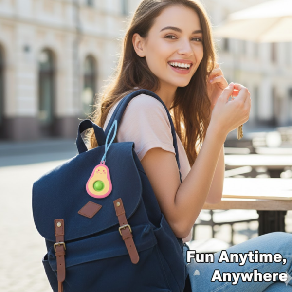 Cute Avocado-Shaped Mini Push Pop Keychain Toy with Strap (1 Pc)
