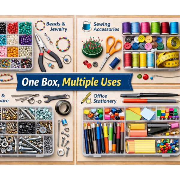 2092622079.png 3-Tier Transparent Craft Storage Box with 18 Adjustable Compartments