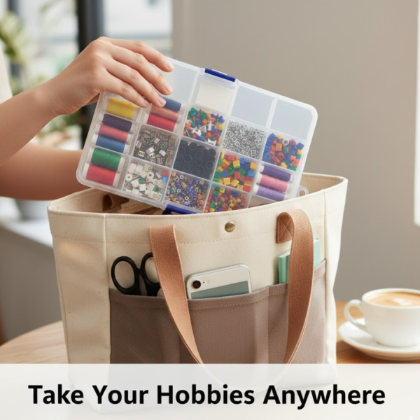 15-Grid Clear Plastic Jewelry Organizer Box with Dividers (1 Pc)