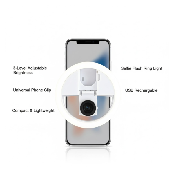 Selfie Flash Ring Light with 3 Level of Brightness (1 Pc)