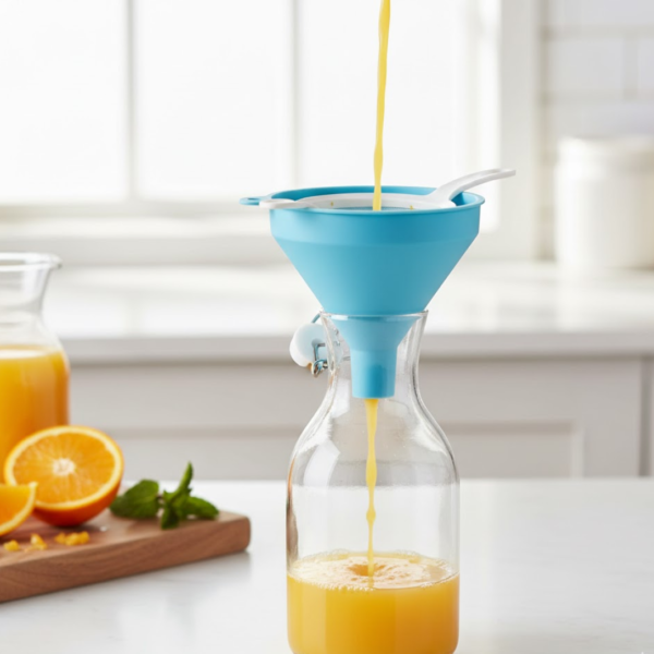 3 in 1 Kitchen Funnel Set of 3, Funnel for Filling Bottle, Small Canning Funnel with Handle, Food Grade Plastic Funnel with Detachable Strainer Filter for Liquid, Dry Ingredients, and Powder