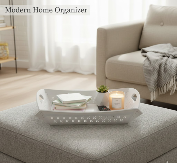 Foldable Plastic Serving Tray - Portable with Handle for Kitchen & Dining (1pc)