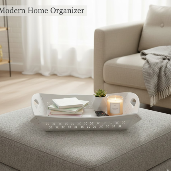 Foldable Plastic Serving Tray - Portable with Handle for Kitchen & Dining (1pc)