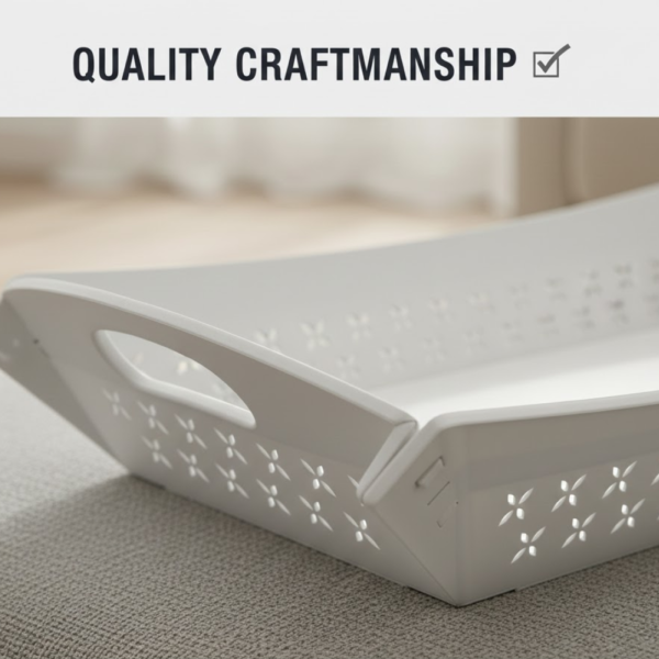 Foldable Plastic Serving Tray - Portable with Handle for Kitchen & Dining (1pc)