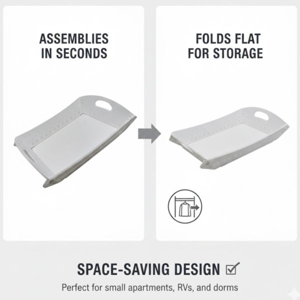 Foldable Plastic Serving Tray - Portable with Handle for Kitchen & Dining (1pc)