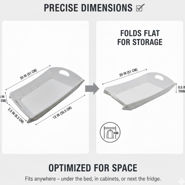Foldable Plastic Serving Tray - Portable with Handle for Kitchen & Dining (1pc)