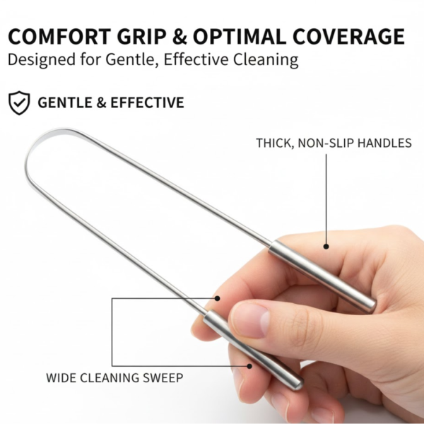 Tongue Cleaner For Kids & Adults | Tongue Scraper For Bad Breath, Maintain Oral Hygiene for Daily Use | for Fresh Breath & Bacteria Removal | Improved Taste (Steel, Copper, Tongue Cleaner / 1 Pc)