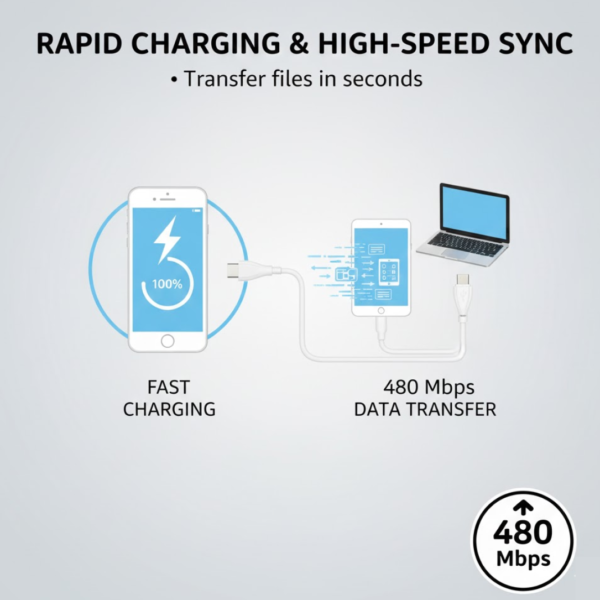 Fast Charging For Android & Data Transfer, Long Micro Cable (1000 Mm)